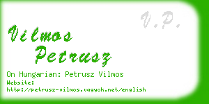 vilmos petrusz business card